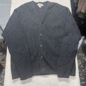 Vintage J. Crew Men's black Cardigan Sweater, 100% lambs wool size medium
